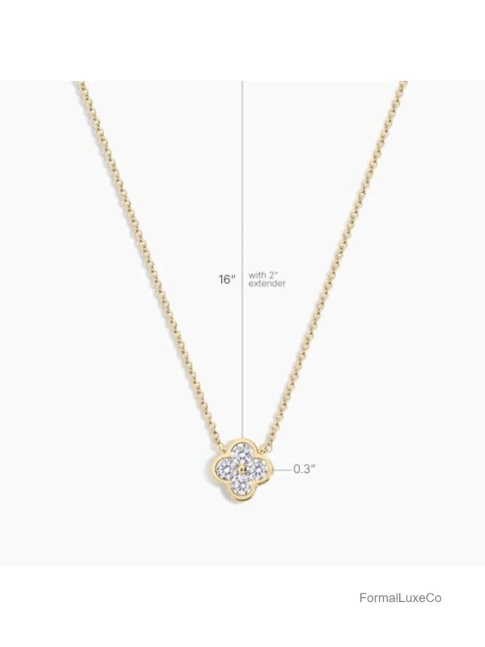 14k Gold Plated 4-Leaf Clover Pendant Necklace, Cubic Zirconia, Layering Jewelry